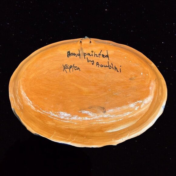 Vintage Oval Tray Hand Painted Rowbini Dish Apepros 13”L 9.5”W Sail Boat Vintage - Picture 3 of 9